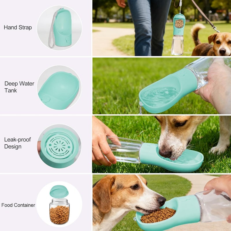 Liphier Dog Water Bottle, Portable Water Bottle with Food Container for Dogs Cat Pet Hiking Walking Travel Camping, Leak-Proof Dog Water Bowl Dispenser with Feeder Function Puppy Essentials - Image 4